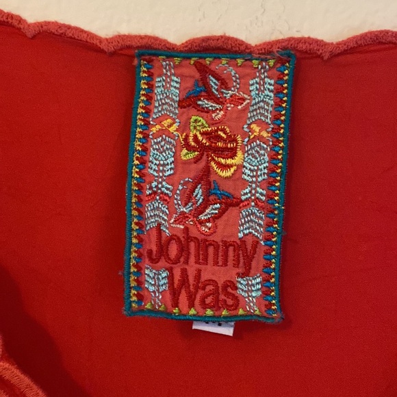Johnny Was Arlene embroidered boho Appliqué long sleeve tunic top red Medium - Picture 8 of 10
